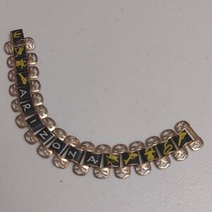 Vintage 1950s Art Deco Black Enameled ARIZONA Souvenir Bracelet Antique Gold